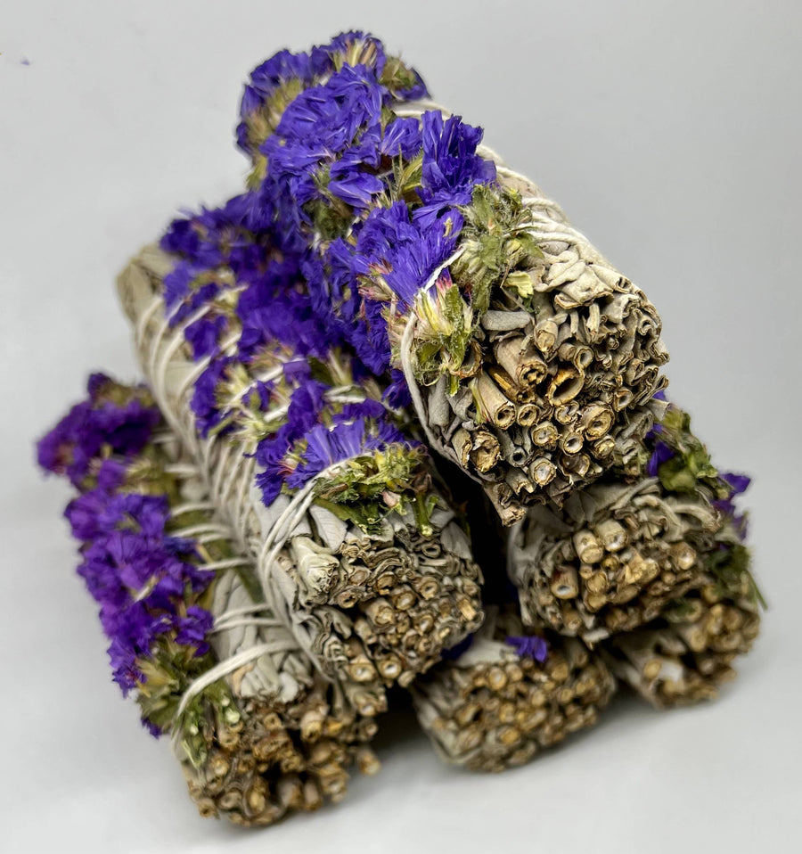 Purple Sinuata Flower with White Sage Bundle