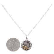Sunflower Necklace with Bronze Bee