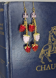 Raspberry Trio Murano Glass Earrings