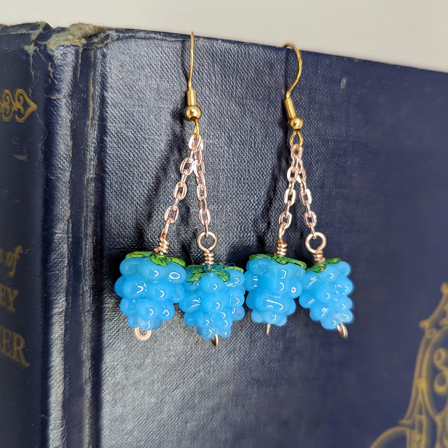 Blue Raspberry Duo Murano Glass Earrings