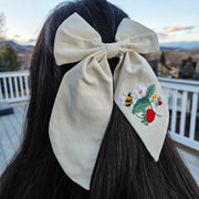 Strawberry Bee Linen Bow