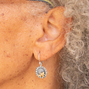 Sunflower Earrings with Bronze Bee