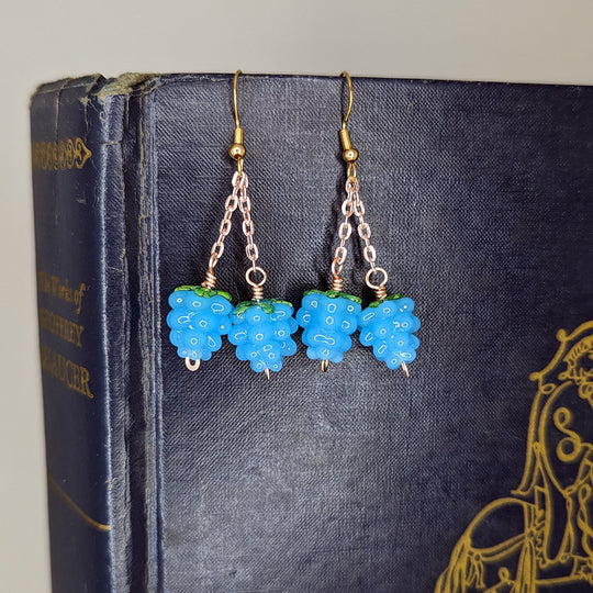 Blue Raspberry Duo Murano Glass Earrings