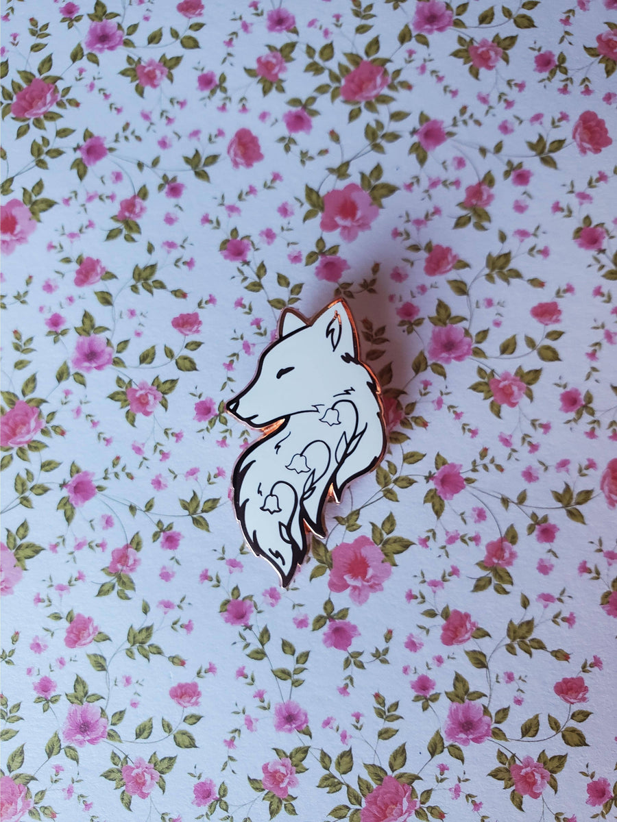 Lily of the Valley Wolf Enamel Pin
