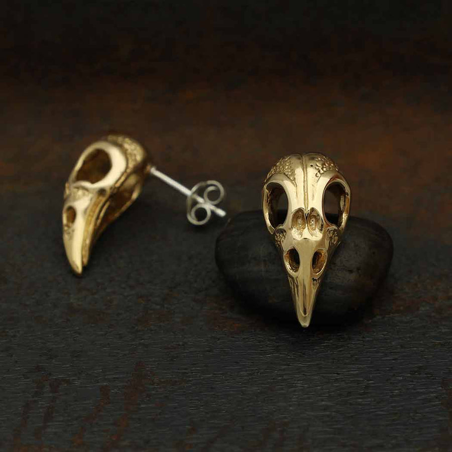 Raven Skull Post Earrings