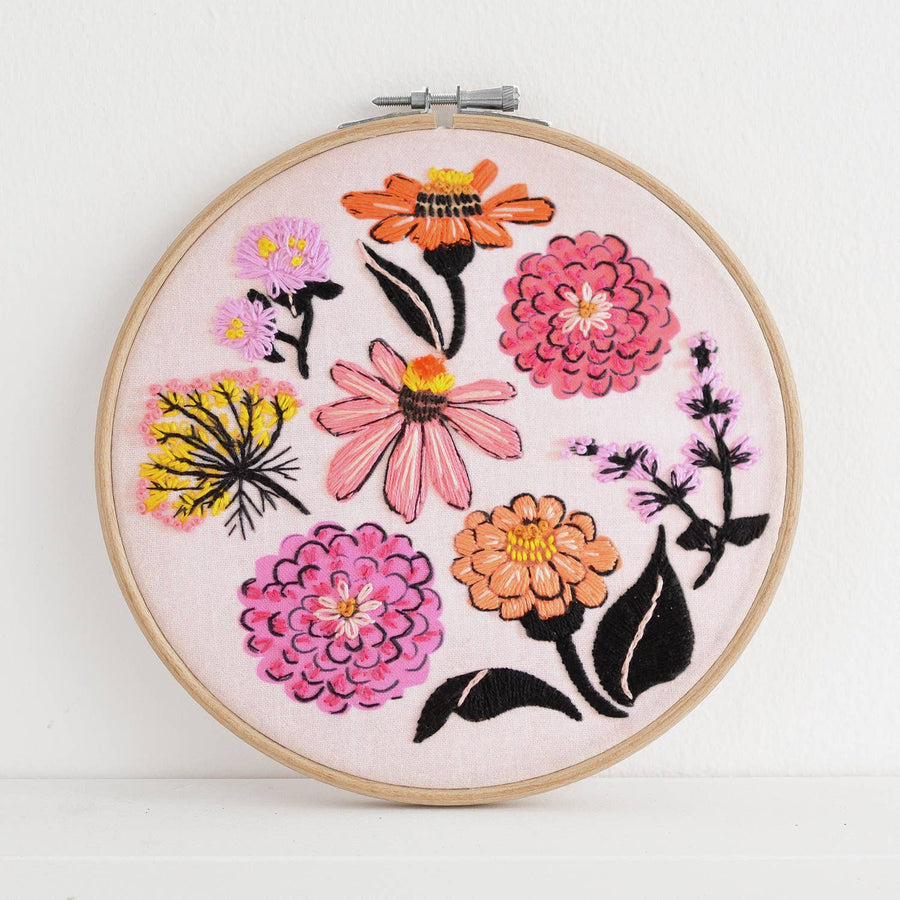 Zinnia Sampler Embroidery Kit