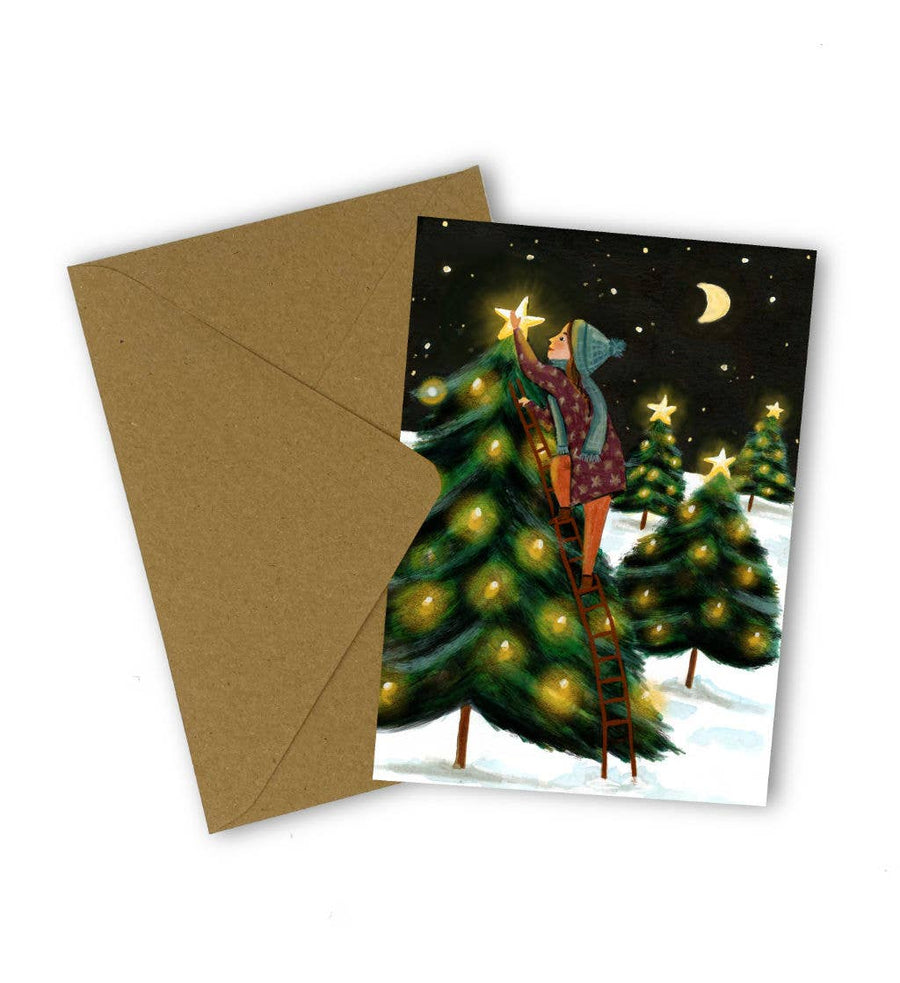 Tree Decorating Christmas Card
