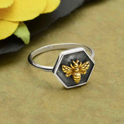Shadow Box Ring with Bronze Bee