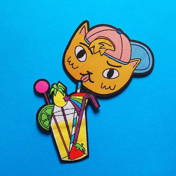 Cat and Cocktail Iron On Patch Set