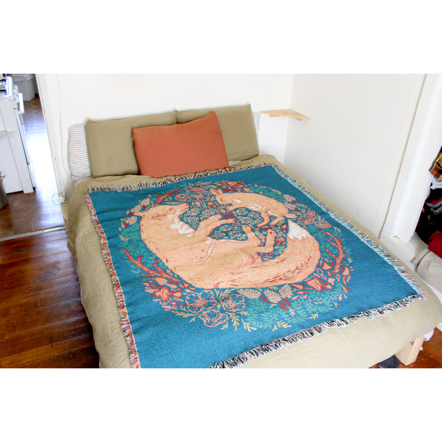 Fox and Hare Tapestry Blanket