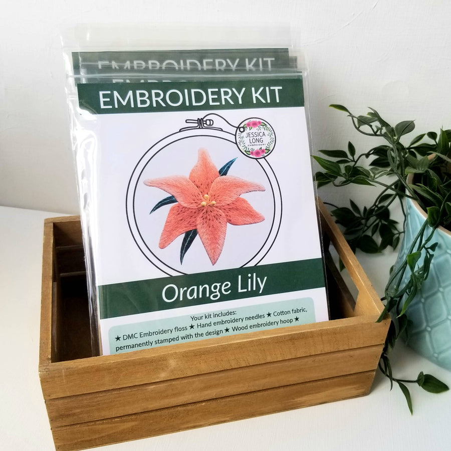 Orange Lily Embroidery Kit