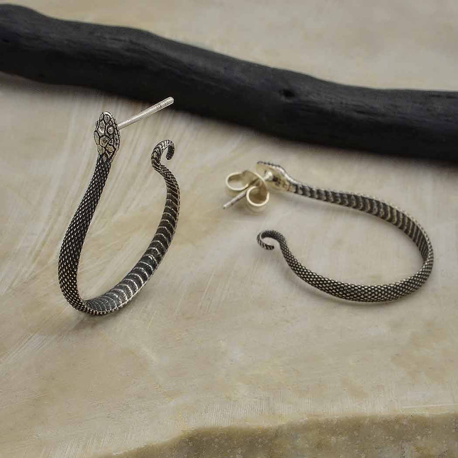 Good Omens-Inspired Textured Snake Hoop Earrings